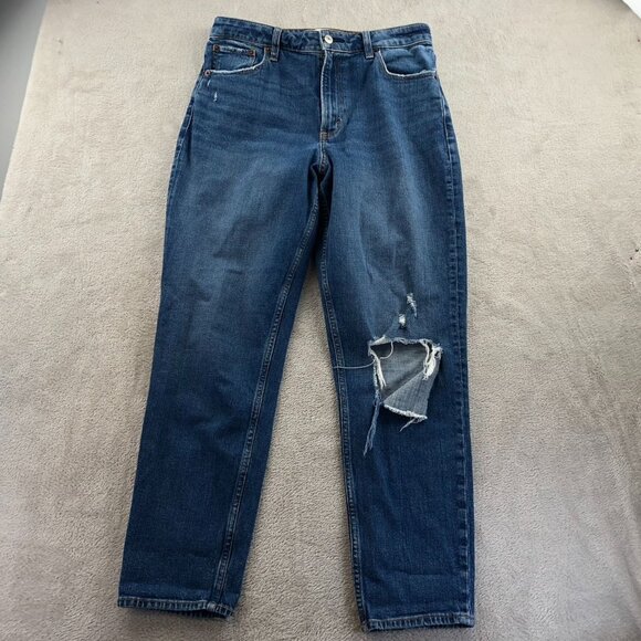 Abercrombie & Fitch Womens Mom Jeans 28/8 High Rise Curve Love Distressed Denim - Picture 13 of 14